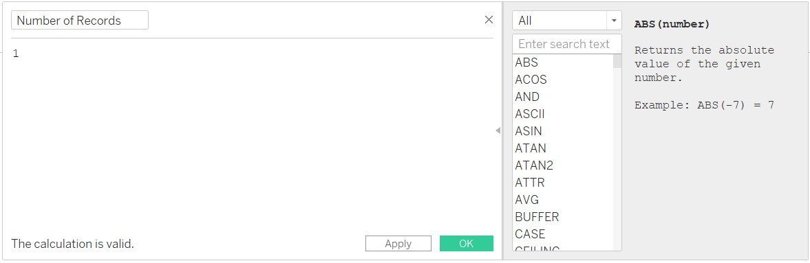 Creation of Number of Records field