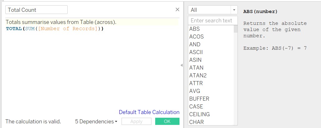 Creation of Total Count field