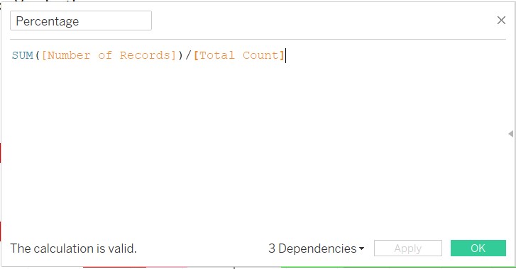Creation of Percentage field