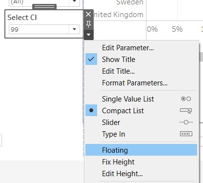 Make Select CI parameter floating