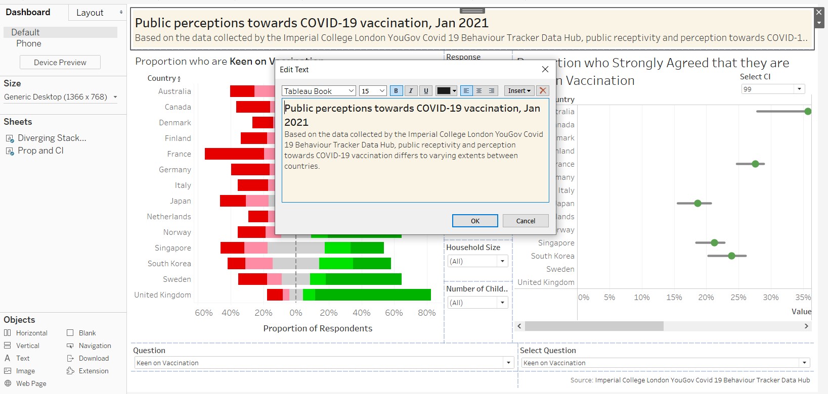 Create title and sub-title for dashboard