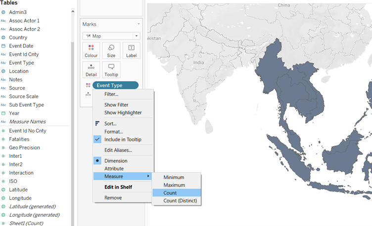 Change Measure of Event Type to Count