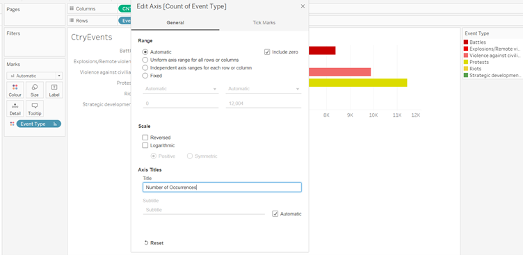 Change horizontal axis label