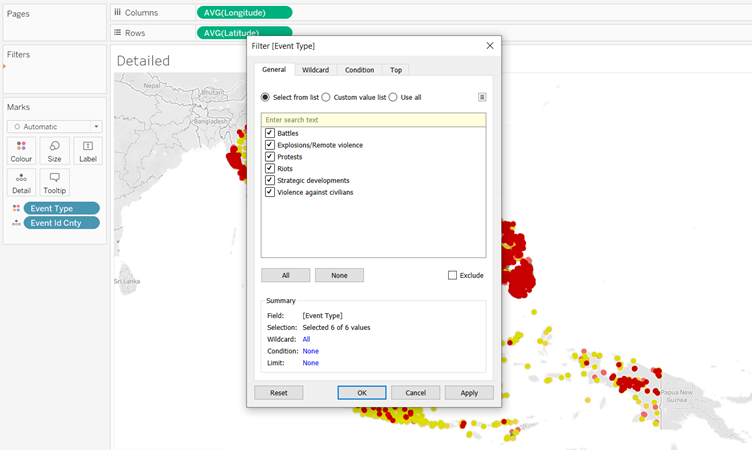 Create Event Type filter