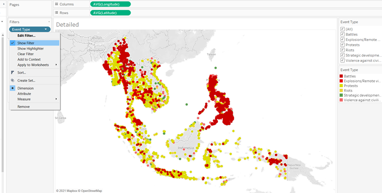 Show Event Type filter