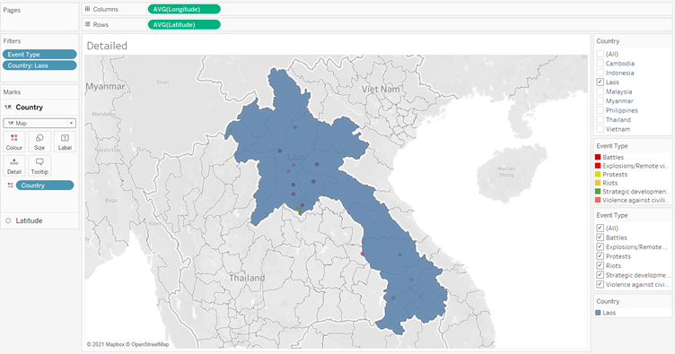 Shaded region represents Country area