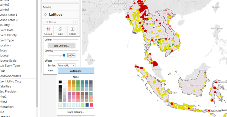 Select Circle colour and border